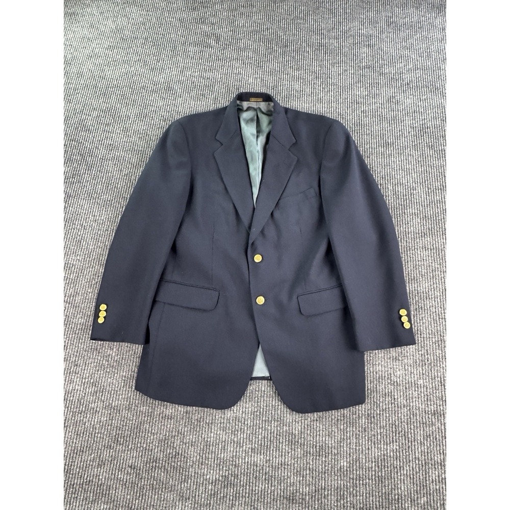 Vintage Stafford Blazer 41 R Blue Wool Premium University Golden Button Logo